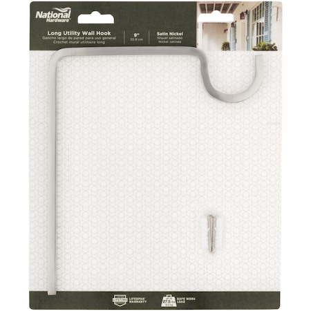 National Hardware 9'' Satin Nickel Steel Extended Wall Hook Plant Hanger N275-509