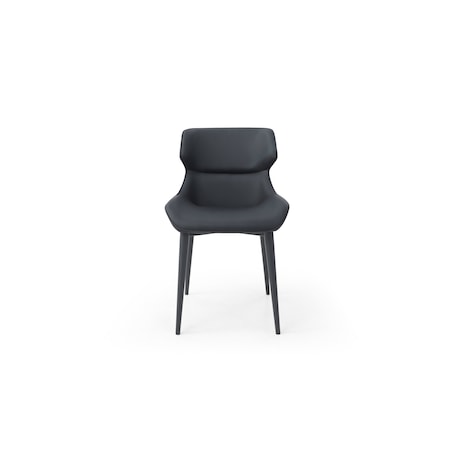 Homeroots Black Faux Leather and Steel Wing Back Dining Side Chair 719102
