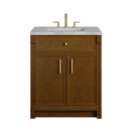 James Martin Vanities Bellshire 30" Single Vanity, Honey Oak w/ 3 CM Victorian Silver Silestone Top 660-V30-HNO-3VSL