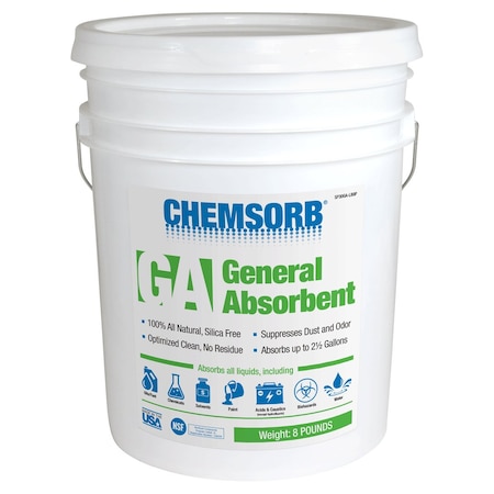 Chemsorb Granular Sorbent, Perlite, 2 1/2 gal Volume Absorbed per Pkg., 9 lb lb, Pail, J1 SP30GA-LB8P