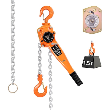 Vevor Manual Lever Chain Hoist 1 1/2T 3300lbs 10ft Lift for Warehouse HSH-1.5T-3M