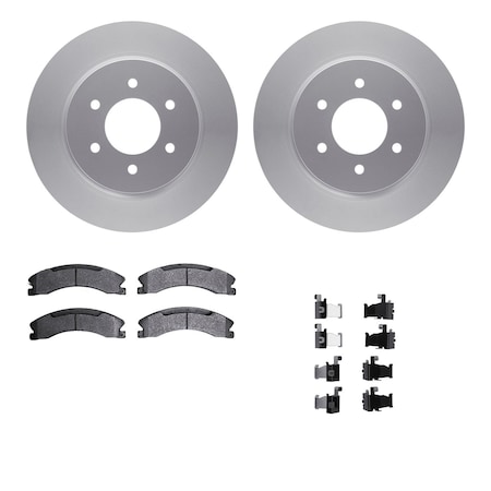 Dynamic Friction Co DFC GEOSPEC Coated Rotor- Heavy Duty Brake Pad includes Hardware 4412-67008