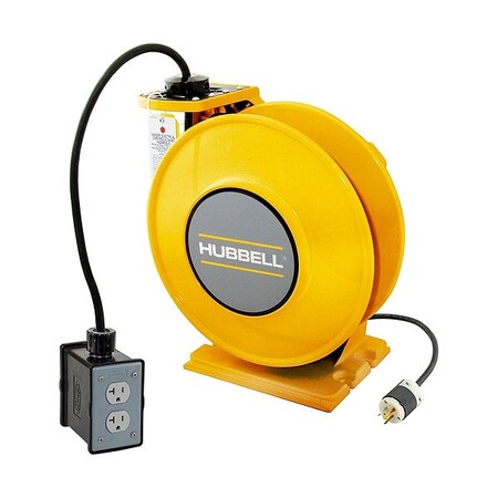 Hubbell Wiring Device-Kellems ExtensionCordReel, Yellow, 25ft, 12AWG HBLI25123R220M1Y