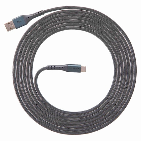 Ventev Chargesync Alloy Usb A To Usb C Cable 10ft, Steel AC10-STL256519