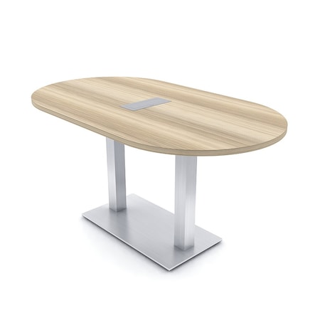 Skutchi Designs Racetrack Conference Table With Power Unit, 36 in W, 72 in L, Brown HAR-RAC-36X72-DOU-K525-ESIL