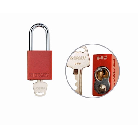 Brady Padlock Alum RED 1.5in Steel KeyCode46 SDAL-RED-38ST-046