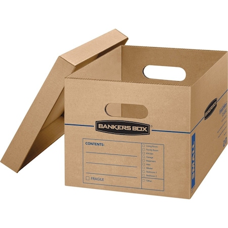 Smoothmove 15 in x 12 in x 10 in Moving Box, Kraft, Blue Printing, Kraft Corrugated Board, Double Wall, 32 ECT 7714203