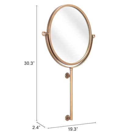 Homeroots Gold Round Wall Mount Mirror 391656