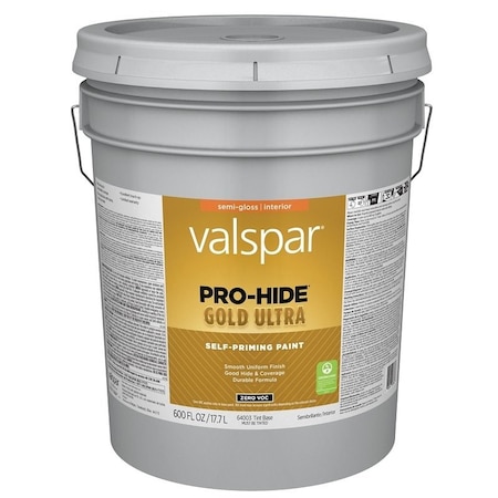 Valspar Pro-Hide Gold Ultra 6400 Latex Paint, Acrylic Base, Semi-Gloss Sheen, Tint White, 5 gal 028.0064003.008