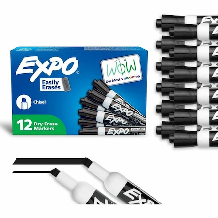 Expo Low-Odor Dry-Erase Marker, Broad Chisel Tip, Black, 12PK 80001A