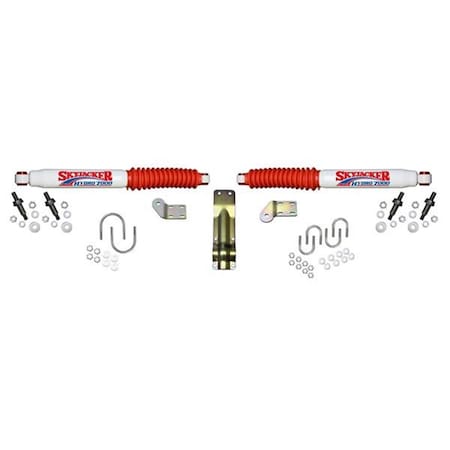 Superjock 7254 Dual Steering Stabilizer, White With Red Shock Boot And Bracket SU346442
