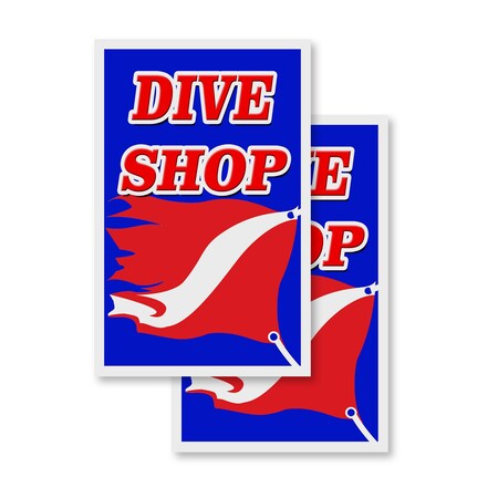 Signmission Dive Shop, Vinyl Decals Only 24 Inch x 36 Inch, Vinyl Decal, 2PK DSB-2436-2PACK-Dive Shop