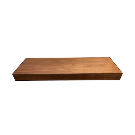 Pride Industrial 24in x 10in Floating Walnut Shelf with Two Brackets and Fasteners FSWALNUT24
