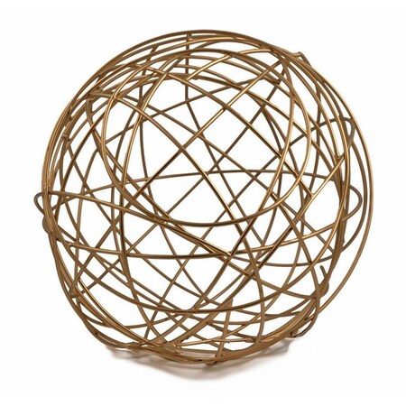 Homeroots 12" Gold Aluminum Decorative Orb Tabletop Sculpture 568884