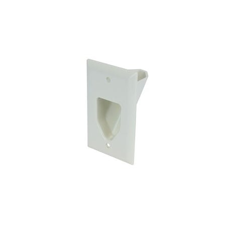 Cable Wholesale 1-Gang Recessed Low Voltage Cable Plate, Ultra White 45-0001-UWH