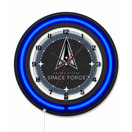 Holland Bar Stool United States Space Force 19 Double Neon Wall Clock Clk19BK