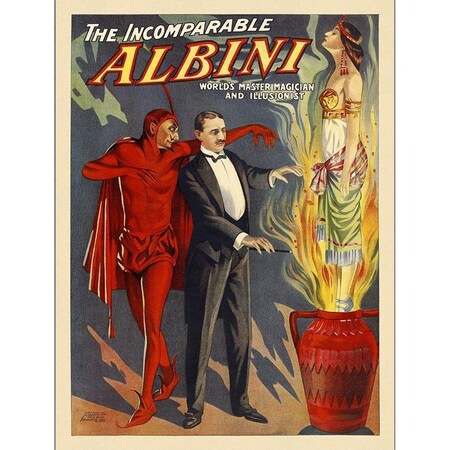 Homeroots 36" X 48" The Incomparable Albini Vintage Magic Poster Wall Art 393261