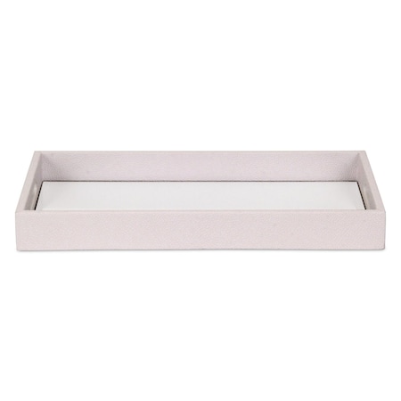Homeroots 16in White Shagreen and Mirror Tray 401786