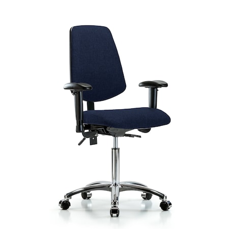 Blue Ridge Ergonomics Fab Med Bench Chair, Bk, Cast, Navy, 6-Way Adjustable, 22" to 29" Height, Dark Blue BR-FMBCH-MB-CR-T1-A1-NF-CC-F45