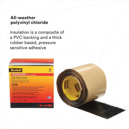 3M ElectricalTape, Vinyl, Black, 3-3/8ydL, 4inW 11222
