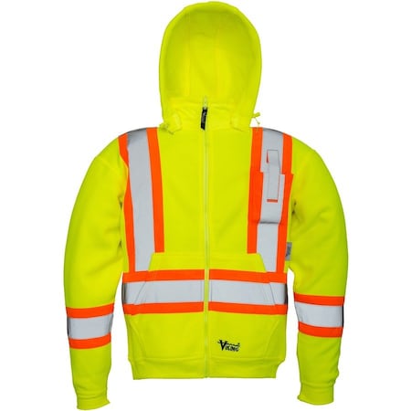 Viking Safety Fleece Hoodie, Green, XL 6420JG-XL