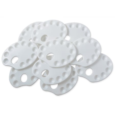 Pacon Paint Trays, Palette-Shaped, Plastic, 10-Paint Well, White PAC5923