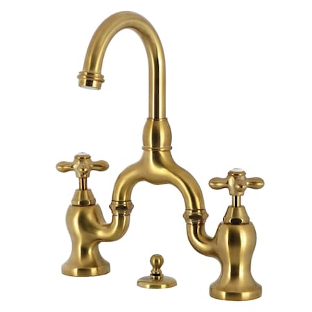 Kingston Brass Bridge Bathroom Faucet with Brass Pop-Up, Brushed Brass KS7997AX