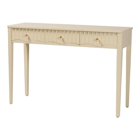 Bali & Pari Leeba Console Table with Fluted Wood and Scalloped Framing 270-14792-ZORO