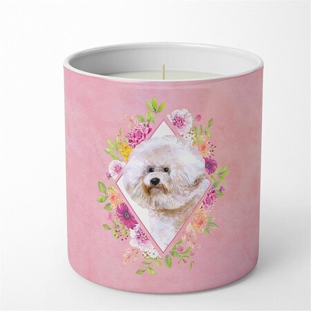 Carolines Treasures 10 oz Bichon Frise No.1 Pink Flowers Decorative Soy Candle CK4119CDL