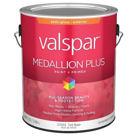 Valspar Medallion Plus 2600 Latex Paint, Acrylic Base, Semi-Gloss Sheen, Tint Base, 1 gal 028.0027003.007