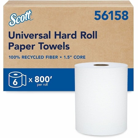 Scott Scott Hardwound Paper Towels, Continuous Sheets, 800 ft, White, 6 PK 56158