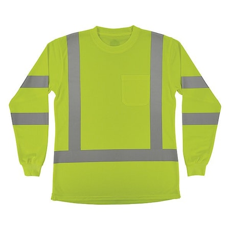 Ergodyne Hi-Vis Shirt, 3XL, Lime, Long Sleeve 22097
