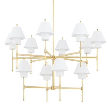 Hudson Valley Lighting Pembrooke & Ives X Glenmoore 12 Light Chandelier 48.5 In. Aged Brass PI1899812-AGB