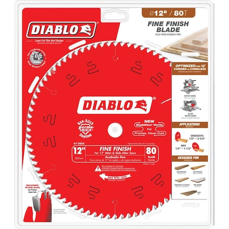 Diablo 12'' 80-Tooth Fine Finish Circular Saw Blade D1280X