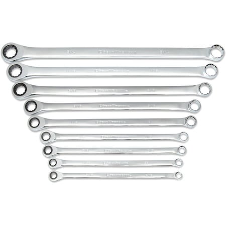 Gearwrench 9 Piece 72-Tooth 12 Point XL GearBox Double Box Ratcheting SAE Wrench Set 85998