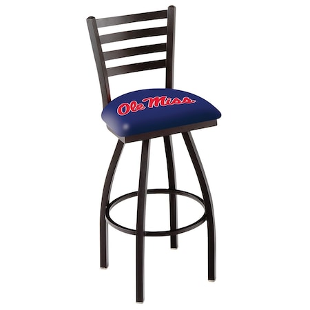 Holland Bar Stool Co 36" Blk Wrinkle Ole' Miss Swivel Bar Stool, Ladder Back L01436MssppU