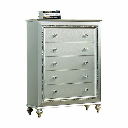 Homeroots 18" Champagne Five Drawer Standard Chest 347172