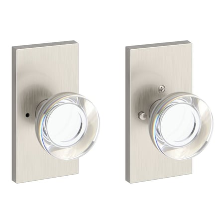 Baldwin Privacy Contemporary Crystal Knob and Contemporary 5in Rose with 6AL Latch and Dual Strike PVCCYCFR150