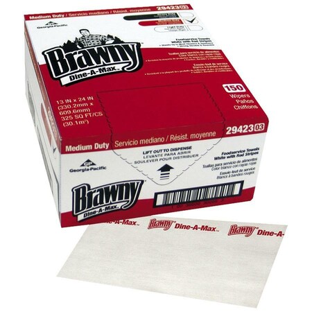 Georgia-Pacific Dry Wipe, 1 Ply, 150 Sheets, No Roll, Red, White 29423