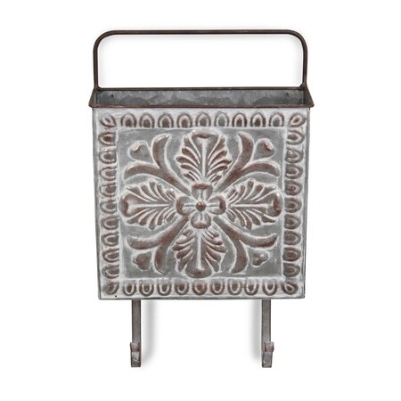Homeroots 8" Brown Rust And Silver Metal Cube or Bin 487930