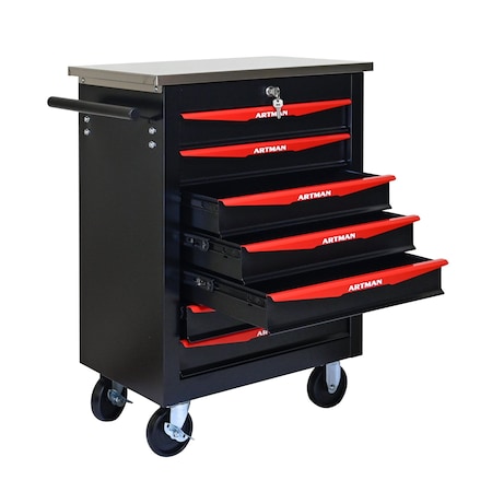 Wrightmaster 22 in. W x 13.6 in. D 7-Drawer Metal Roller Cabinet Tool Chest in Black ZR-245256