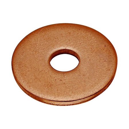 Zoro Select Flat Washer, For Screw Size #10 , Copper Plain Finish, 5 PK WASB#10WCU