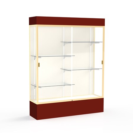 Ghent Lighted Floor Display Case 60x80x16, Plaque, Champange 3175PB-GD-MN