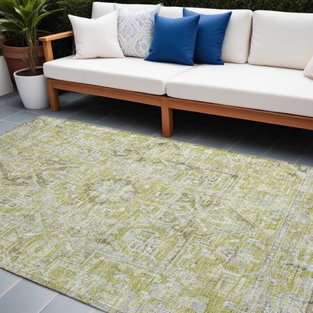 Homeroots 8' X 10' Artichoke Green Oriental Washable Non Skid Indoor Outdoor Area Rug 563742