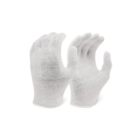 Prime Safety Inspection Gloves, Cotton/Polyster, White, Size One Size , 1 PR 6401LD