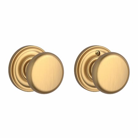 Baldwin Full Dummy Round Knob and Traditional Round Rose Lifetime Satin Brass Finish FDROUTRR044