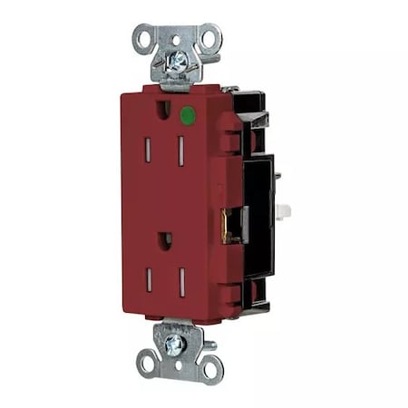 Hubbell Wiring Device-Kellems Straight Blade Receptacle, 5-15R, 15 A, 125V AC, 2 Pole, 3 Wire, Surface Mount, Grounded HBL2172STRTR