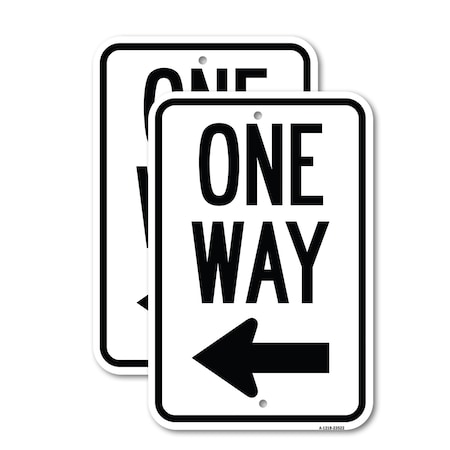 Signmission One Way Sign Left Arrow, 18'' X 24'' 2 Signs, Heavy Gauge Aluminum, 2PK A-1824-2PACK-23522