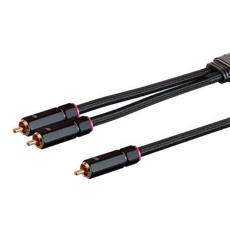 Monoprice Onix Series - Male RCA to 2 Male RCA Pigtail Cable_ 3ft_ Black 38074