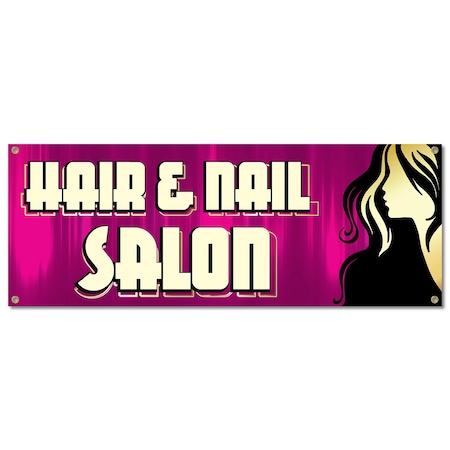 Signmission Hair And Nail Salon, 18 Inch, Banner B-30383